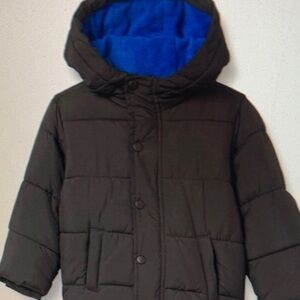 Kids Black Puffer Jacket with Blue Lining